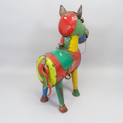 2574 - A donkey sculpture made of scrap metal, L70cm, H90cm