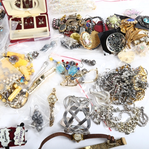 828 - Various Vintage costume earrings, necklaces, wristwatches and other jewellery