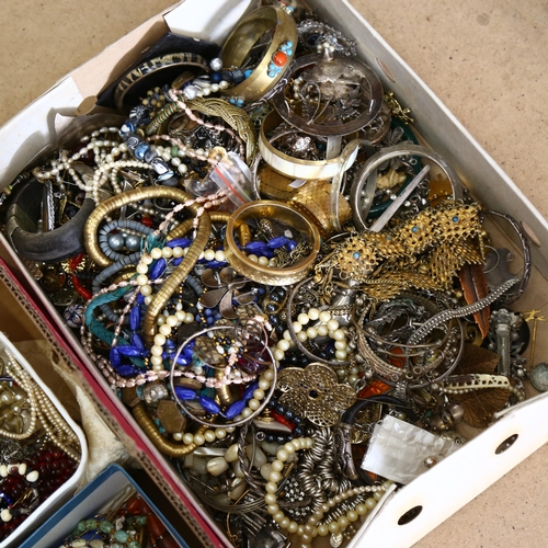 834 - A large quantity of mixed Vintage and other costume bangles, beads, necklaces (5 boxes)