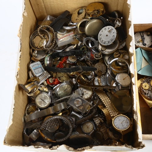 846 - A collection of watch movements, dials and other parts (3 boxes)