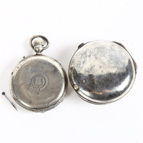 851 - An 18th century silver pair-cased Verge pocket watch, with white enamel dial and Roman numerals, mov... 