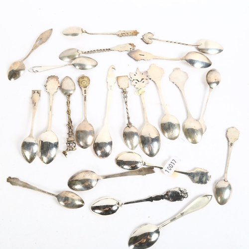 893 - A group of silver and silver plated collector's spoons, some with enamel finials