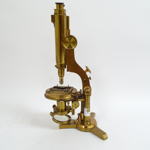 75 - A large 19th century lacquered brass binocular compound microscope, by R & J Beck Ltd of London, no.... 