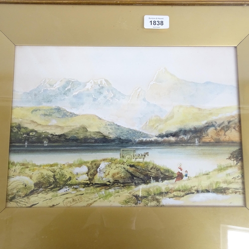 1838 - Copley Fielding, watercolour, Windermere after a storm, signed, 9.5