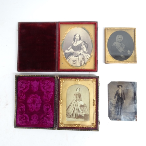 159 - A quantity of Antique daguerrotype and tintype photographs and portraits