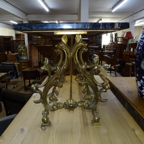 2065 - A marble-top Italian design coffee table, cast-brass base, L76cm, H43cm, D41cm