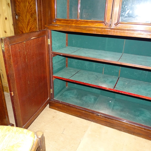 2140 - A Victorian mahogany 2-section library bookcase, W126cm, H214cm, D40cm