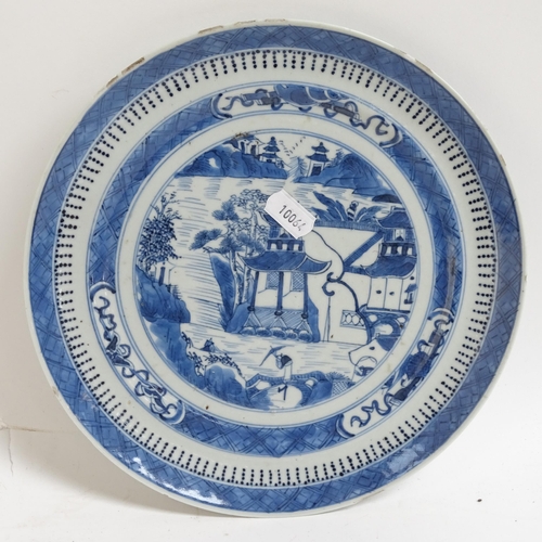 345 - 4 various Chinese blue and white plates