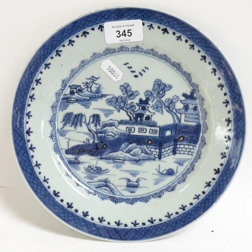 345 - 4 various Chinese blue and white plates