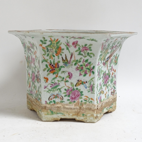 350 - A Chinese famille rose octagonal planter, with matching stand, width 34cm, height 24cm