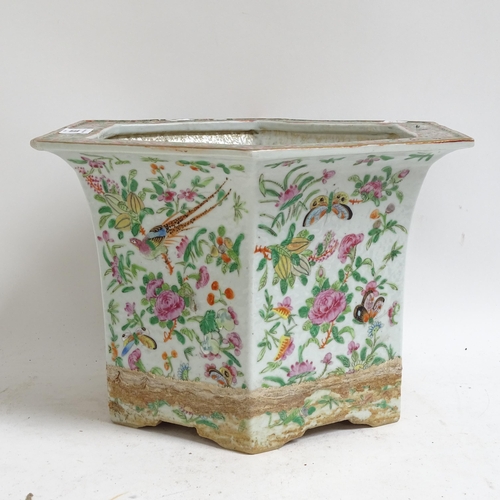 350 - A Chinese famille rose octagonal planter, with matching stand, width 34cm, height 24cm