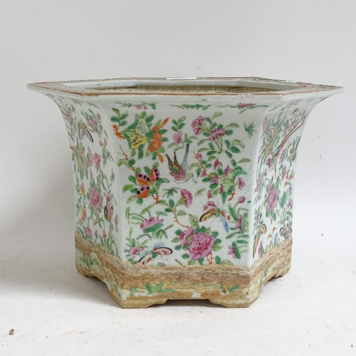 350 - A Chinese famille rose octagonal planter, with matching stand, width 34cm, height 24cm