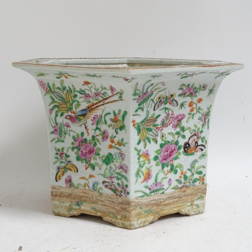 350 - A Chinese famille rose octagonal planter, with matching stand, width 34cm, height 24cm