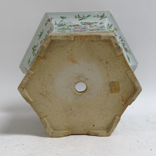 350 - A Chinese famille rose octagonal planter, with matching stand, width 34cm, height 24cm