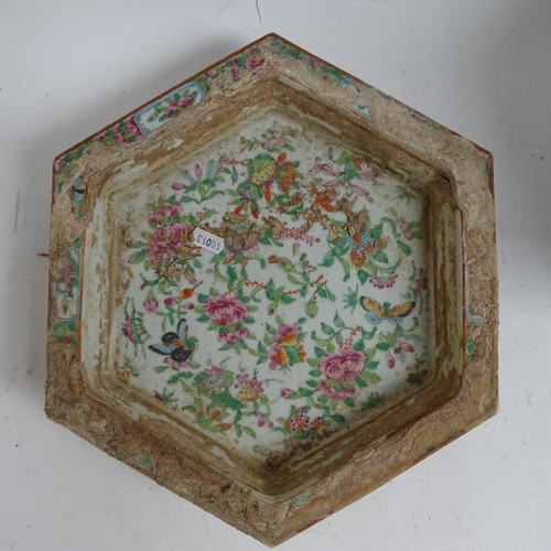 350 - A Chinese famille rose octagonal planter, with matching stand, width 34cm, height 24cm