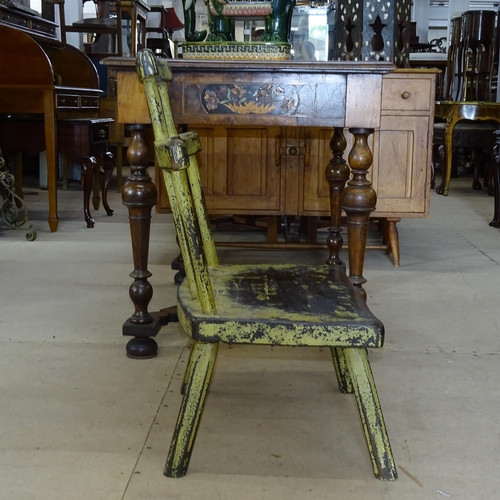 2126 - An early 20th century Eastern European painted wooden comb-back chair. H - 76cm, Seat H - 31cm, W - ... 