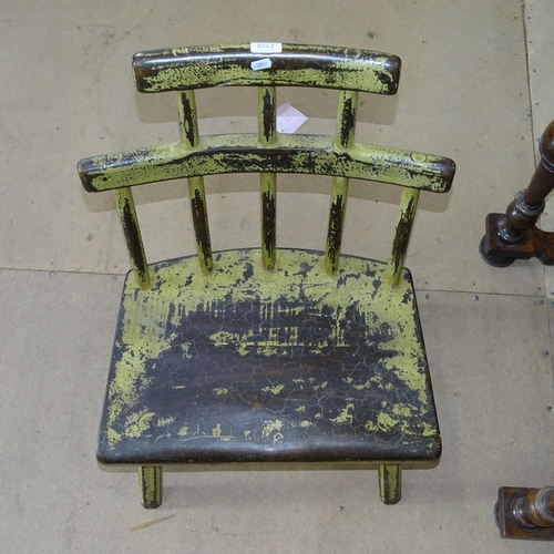 2126 - An early 20th century Eastern European painted wooden comb-back chair. H - 76cm, Seat H - 31cm, W - ... 