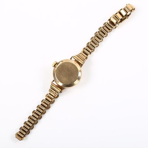 38 - BENTIMA - a lady's Vintage 9ct gold Star mechanical bracelet watch, silvered dial with gilt baton ho... 