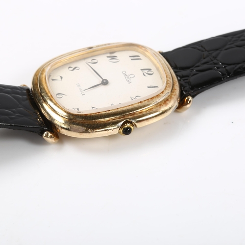 6 - OMEGA - a gold plated De Ville mechanical wristwatch, ref. 1031VE, circa 1972, white enamel dial wit... 