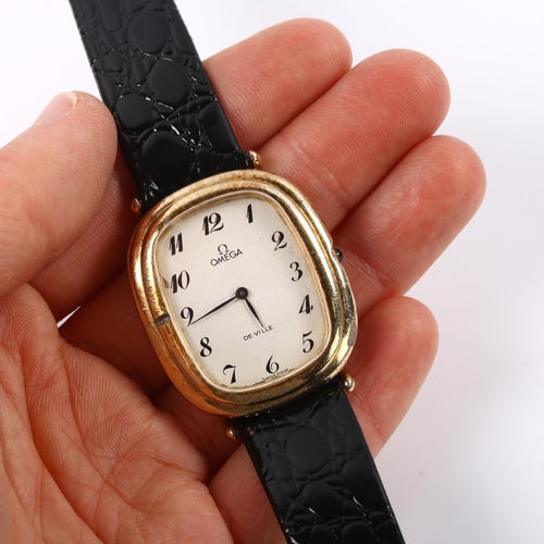 6 - OMEGA - a gold plated De Ville mechanical wristwatch, ref. 1031VE, circa 1972, white enamel dial wit... 