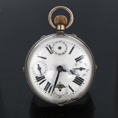 62 - A 19th century glass ball desk clock calendar paperweight, white enamel dial with Roman numeral hour... 