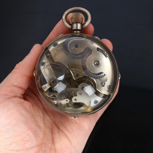 62 - A 19th century glass ball desk clock calendar paperweight, white enamel dial with Roman numeral hour... 