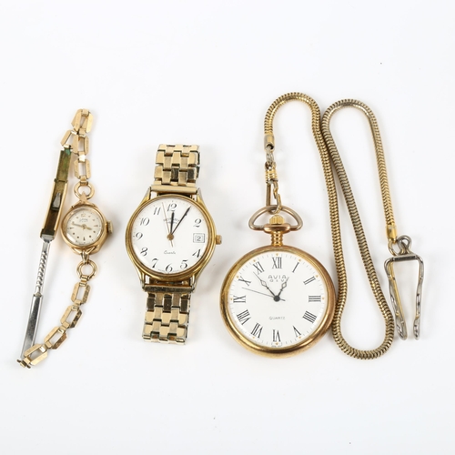 64 - 3 various watches, including lady's 9ct gold Silmar example (3)