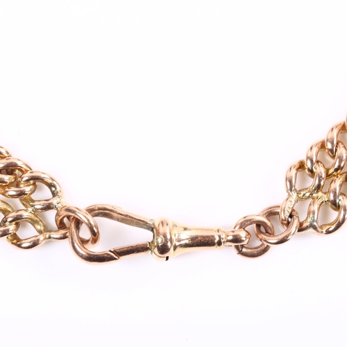 127 - A 9ct rose gold double curb link chain bracelet, with dog clip clasp, bracelet length 20cm, 22.7g