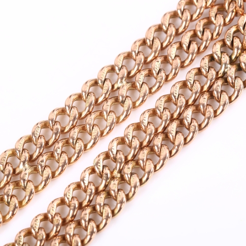 127 - A 9ct rose gold double curb link chain bracelet, with dog clip clasp, bracelet length 20cm, 22.7g