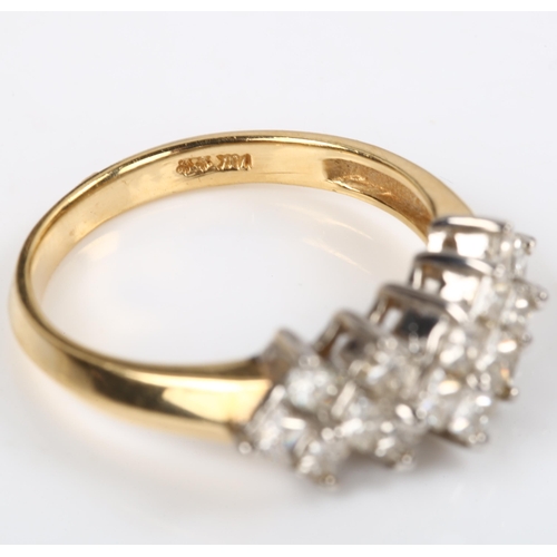 138 - A 14ct gold diamond geometric half hoop ring, set with Princess-cut diamonds, total diamond content ... 