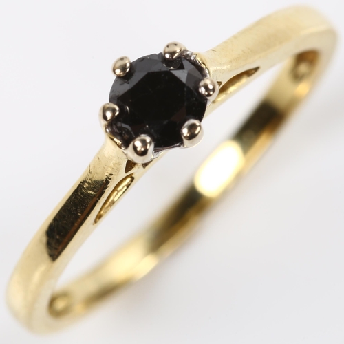 161 - An 18ct gold 0.25ct solitaire black diamond ring, size Q, 3.1g