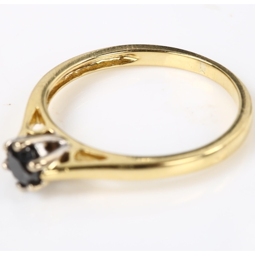 161 - An 18ct gold 0.25ct solitaire black diamond ring, size Q, 3.1g