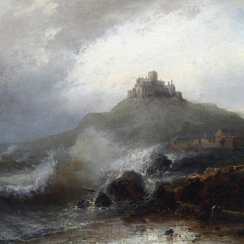 2003 - 19th century oil on canvas, storm at St Michael's Mount, old catalogue inscription verso for R Parke... 