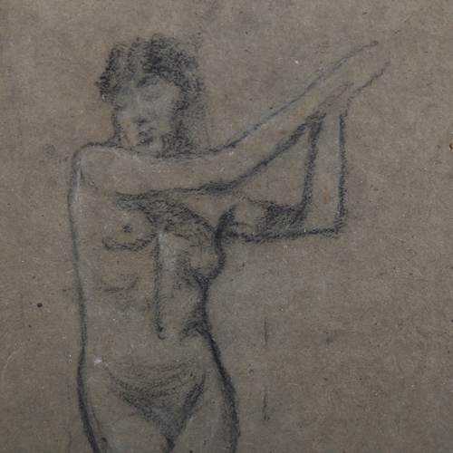 2032 - Walter Greaves (1846 - 1930), charcoal on paper, female nude, signed, 32cm x 23cm, framed