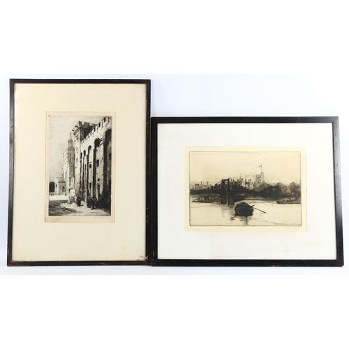 2034 - 4 etchings by David Donald (Venice), plate 25cm x 17cm, and Percy Westwood (Avignon) x 2, plate 30cm... 