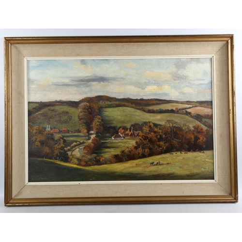 2043 - Kenneth Denton, oil on board, Priory Farm Cottage, signed, 50cm x 75cm, framed