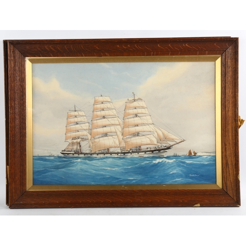 2046 - Pelham Jones, pair of watercolours, studies of sailing ships, signed, 35cm x 52cm, framed