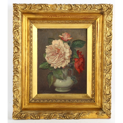 2062 - Kenneth Skeaping (1857 - 1946), oil on panel, still life, roses, signed, 26cm x 20cm, framed