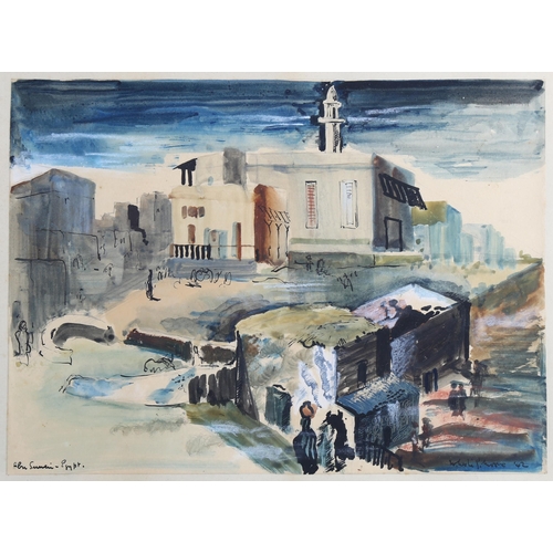 2065 - Leslie Moore (1913 - 1976), Egyptian town scene, signed and dated 1942, 25cm x 33cm, framed