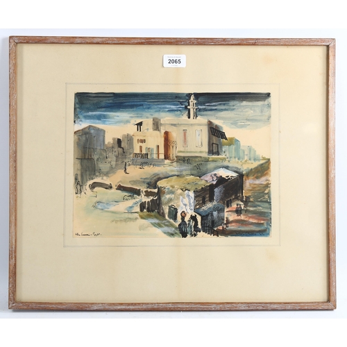 2065 - Leslie Moore (1913 - 1976), Egyptian town scene, signed and dated 1942, 25cm x 33cm, framed