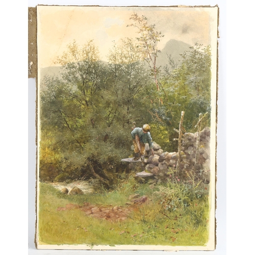 2068 - Maud Naftel (1856 - 1890), watercolour, Unwillingly To School, unsigned, 36cm x 26cm, original mount