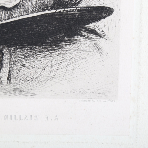 2071 - After John Millais, engraving, self portrait, image 26cm x 19cm, unframed