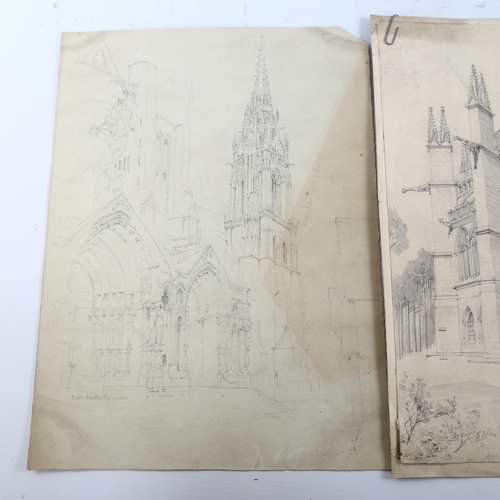 2073 - Henry Charles Brewer (1866 - 1943), pencil study, the memorial chapel at Farnborough, signed with mo... 