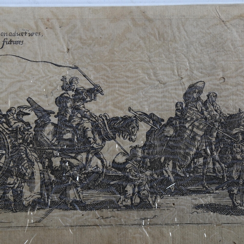 2075 - Jaques Callot, etching, procession of the beggars, printed circa 1630, plate 12cm x 23cm, unframed