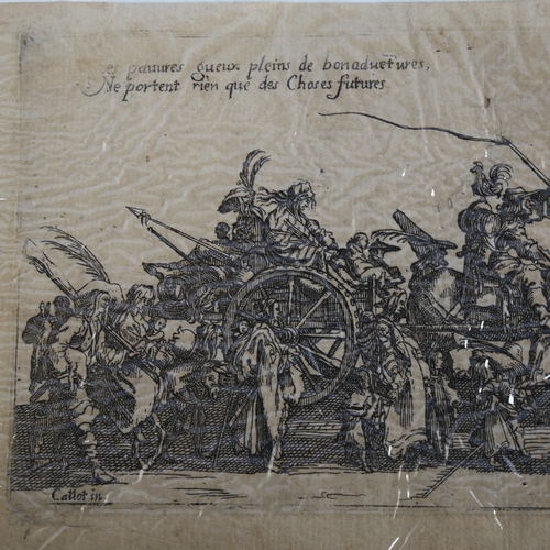 2075 - Jaques Callot, etching, procession of the beggars, printed circa 1630, plate 12cm x 23cm, unframed