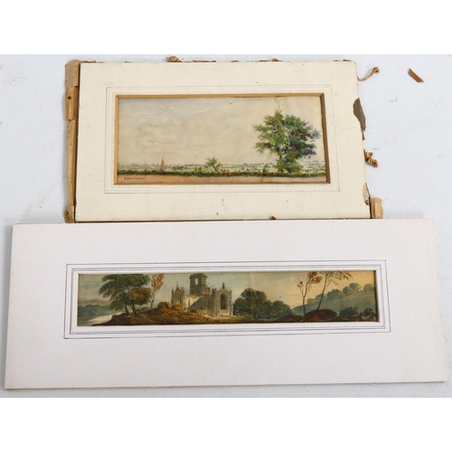 2078 - Charles Spencelayh (1865 - 1958), watercolour, landscape, signed, 7cm x 16cm (A/F), and another 19th... 