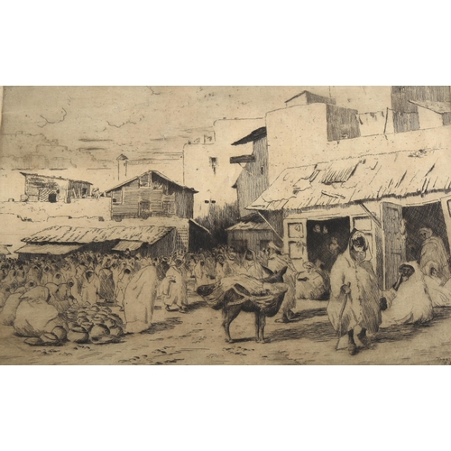 2080 - David Donald, etching, Tangiers, signed in pencil, plate 18cm x 27cm, mounted