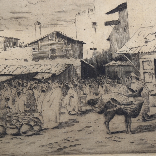 2080 - David Donald, etching, Tangiers, signed in pencil, plate 18cm x 27cm, mounted