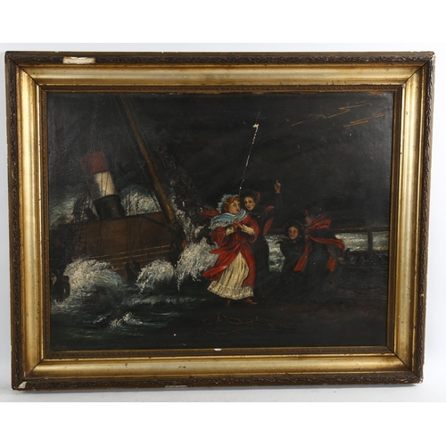 2086 - 19th century English School, oil on board, The Salvation Army saving a girl from a shipwreck, unsign... 