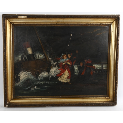 2086 - 19th century English School, oil on board, The Salvation Army saving a girl from a shipwreck, unsign... 